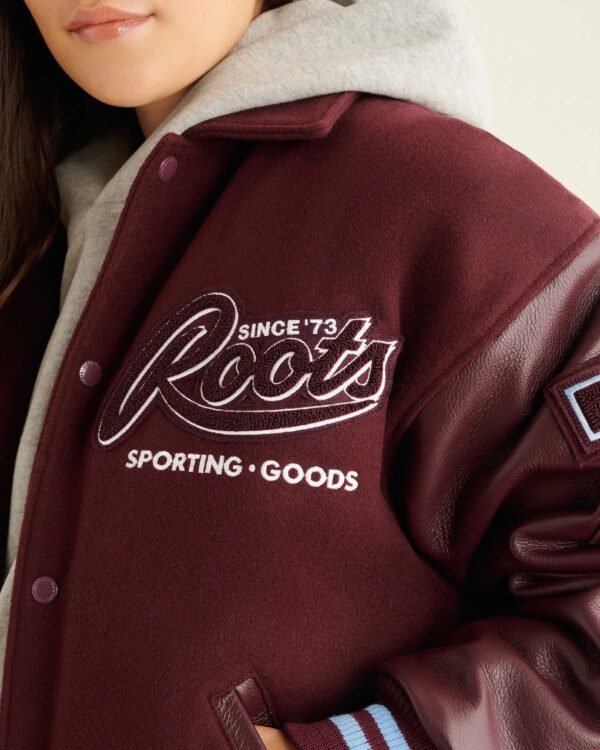 Roots Sporting Goods Wool Leather Maroon Varsity Jacket 9