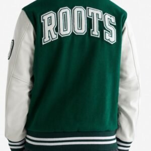 Roots Vintage Wool Leather Park GreenWhite Varsity Jacket 3
