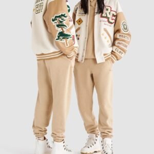 Roots X Clot Wool Leather IvoryCamel Varsity Jacket 6