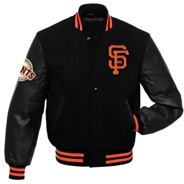 San Francisco Giants Letterman Wool Leather Varsity Jacket BlackBlack 1