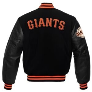 San Francisco Giants Letterman Wool Leather Varsity Jacket BlackBlack 2