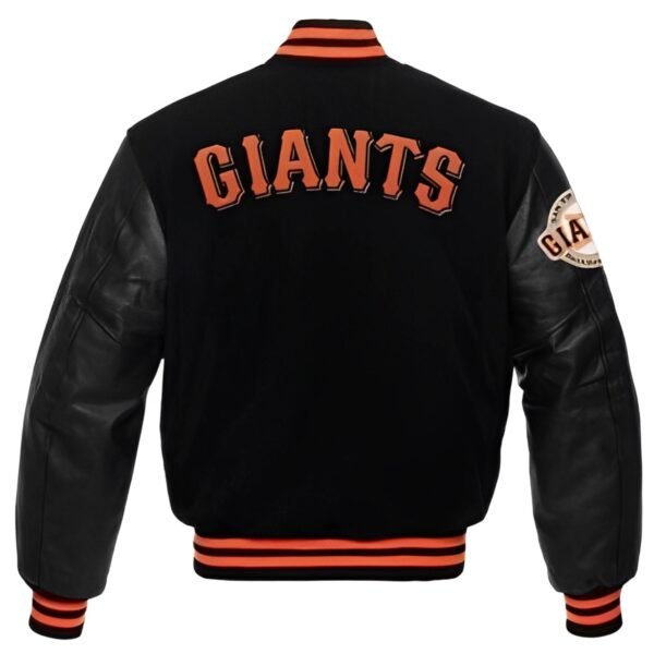 San Francisco Giants Letterman Wool Leather Varsity Jacket BlackBlack 2