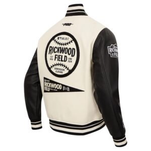 San Francisco Giants Pro Standard Rickwood Classic White Black Wool Varsity Jacket 2