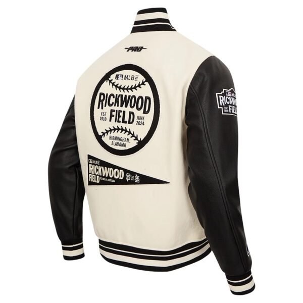 San Francisco Giants Pro Standard Rickwood Classic White Black Wool Varsity Jacket 2