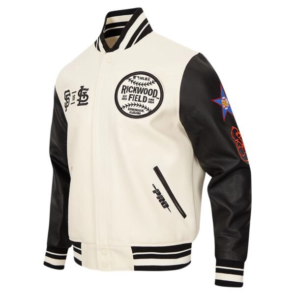 San Francisco Giants Pro Standard Rickwood Classic White Black Wool Varsity Jacket 4