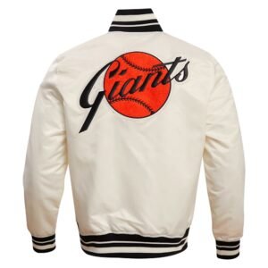 San Francisco Giants Retro Classic Off White Satin Varsity Jacket 2