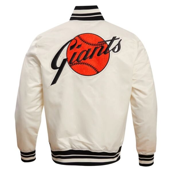 San Francisco Giants Retro Classic Off White Satin Varsity Jacket 2