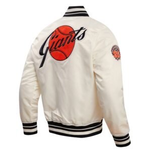 San Francisco Giants Retro Classic Off White Satin Varsity Jacket 3