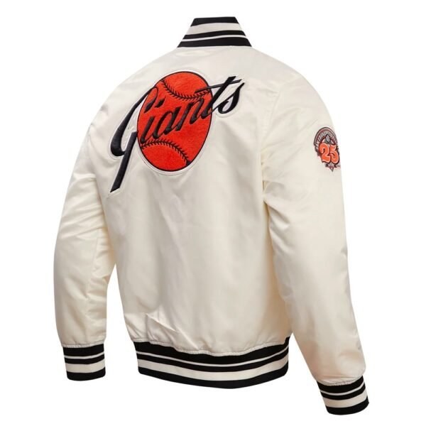 San Francisco Giants Retro Classic Off White Satin Varsity Jacket 3