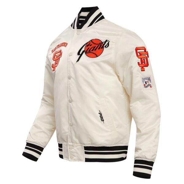 San Francisco Giants Retro Classic Off White Satin Varsity Jacket 4