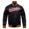 San Francisco Giants Script Tail Black Full Snap Satin Varsity Jacket 1 1