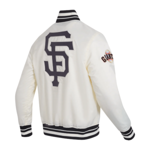 San Francisco Giants Script Tail White Full Snap Satin Varsity Jacket 2