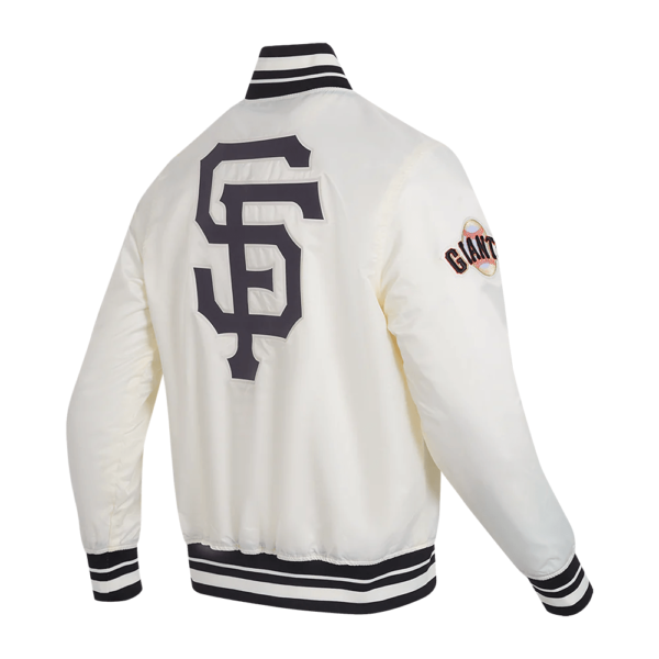 San Francisco Giants Script Tail White Full Snap Satin Varsity Jacket 2