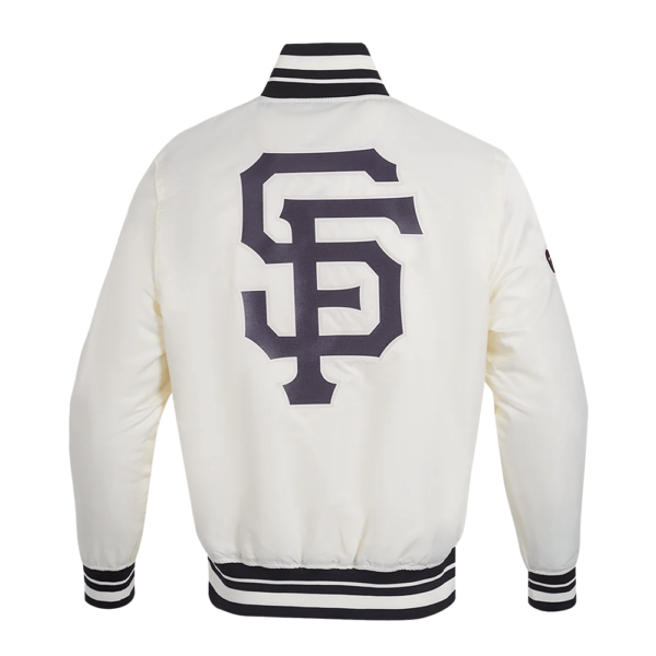 San Francisco Giants Script Tail White Full Snap Satin Varsity Jacket 3