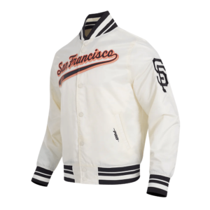 San Francisco Giants Script Tail White Full Snap Satin Varsity Jacket 4