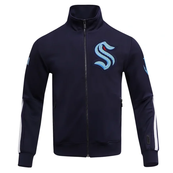 Seattle Kraken Pro Standard Classic Chenille Track Midnight Navy Jacket 1