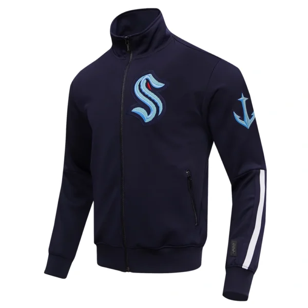 Seattle Kraken Pro Standard Classic Chenille Track Midnight Navy Jacket 2