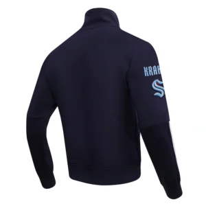 Seattle Kraken Pro Standard Classic Chenille Track Midnight Navy Jacket 3