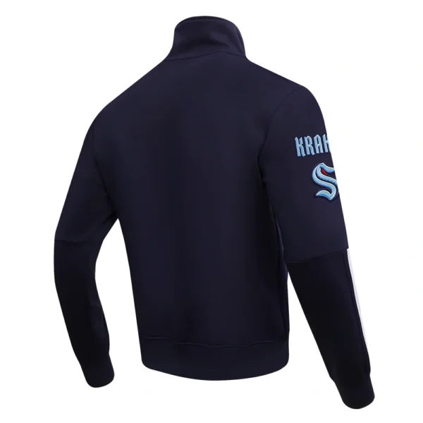 Seattle Kraken Pro Standard Classic Chenille Track Midnight Navy Jacket 3