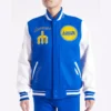Seattle Mariners Pro Standard Retro Classic RoyalWhite Wool Leather Varsity Jacket 1