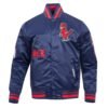 St. Louis Cardinals Pro Standard Old English Full Snap Navy Satin Varsity Jacket 1
