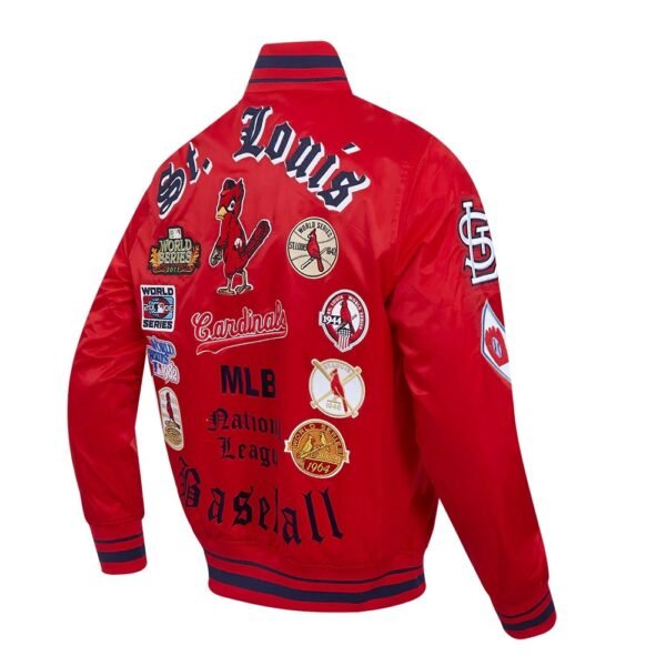 St. Louis Cardinals Pro Standard Old English Full Snap Red Satin Varsity Jacket 2