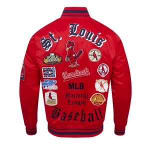 St. Louis Cardinals Pro Standard Old English Full Snap Red Satin Varsity Jacket 3