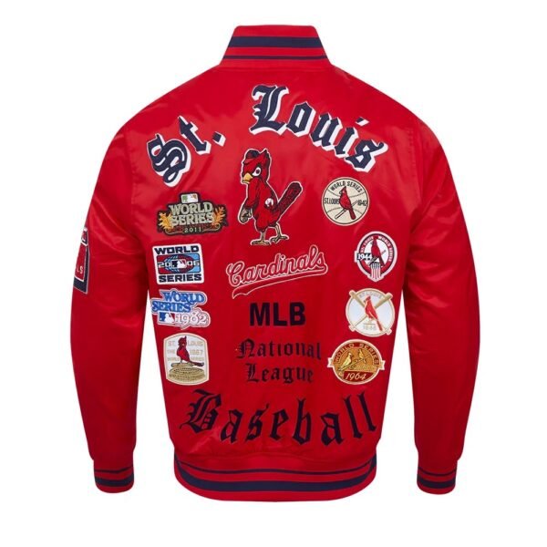St. Louis Cardinals Pro Standard Old English Full Snap Red Satin Varsity Jacket 3