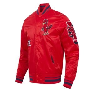 St. Louis Cardinals Pro Standard Old English Full Snap Red Satin Varsity Jacket 4