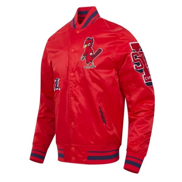 St. Louis Cardinals Pro Standard Old English Full Snap Red Satin Varsity Jacket 4