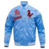 St. Louis Cardinals Pro Standard Retro Classic Full Snap Blue Satin Varsity Jacket 1