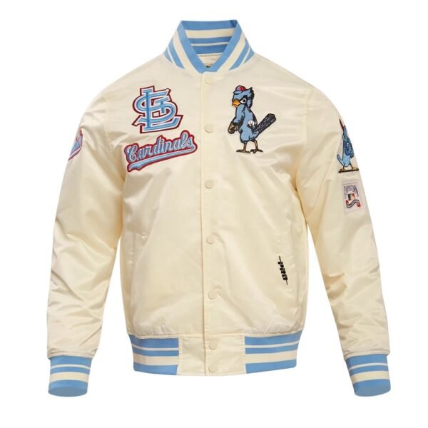 St. Louis Cardinals Pro Standard Retro Classic Full Snap Cream Satin Varsity Jacket 1