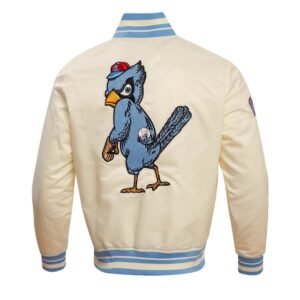 St. Louis Cardinals Pro Standard Retro Classic Full Snap Cream Satin Varsity Jacket 3