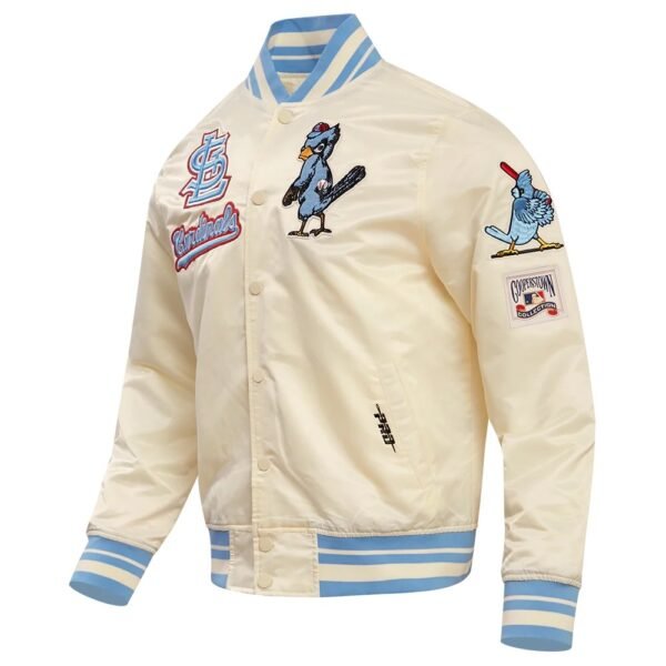 St. Louis Cardinals Pro Standard Retro Classic Full Snap Cream Satin Varsity Jacket 4