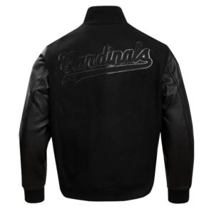 St. Louis Cardinals Pro Standard Triple Black Wool Varsity Jacket 2