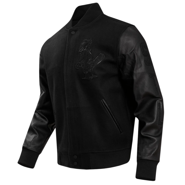 St. Louis Cardinals Pro Standard Triple Black Wool Varsity Jacket 2