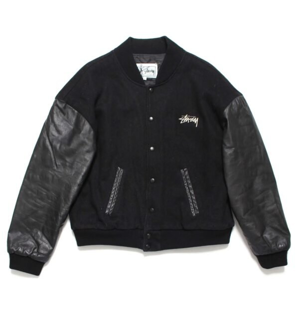 Stussy 1988 Vintage Homeboy Wool Leather Black Varsity Jacket 2