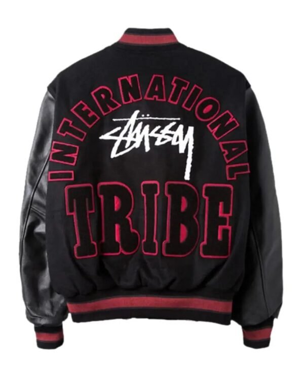Stussy 35th IST Milano Chapter International Wool Leather Black Vintage Varsity Jacket 2