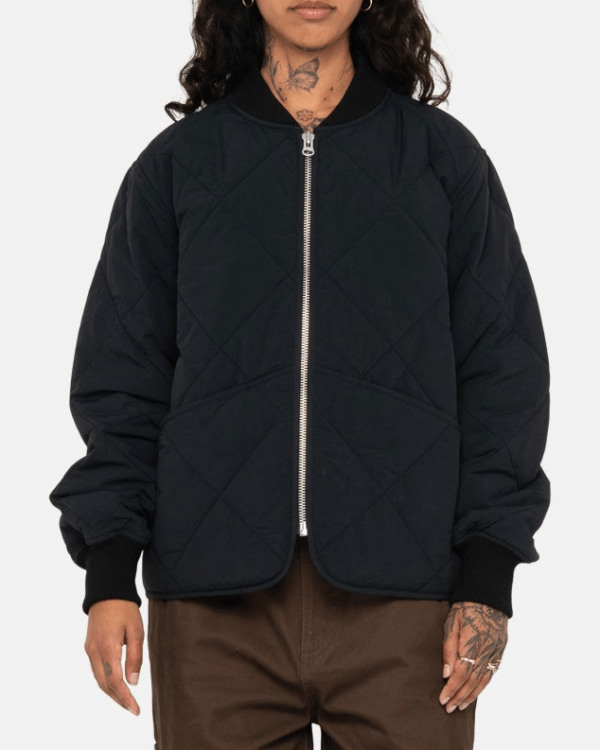 Stussy 8 Ball Quilted Liner Black Bomber Jacket 7