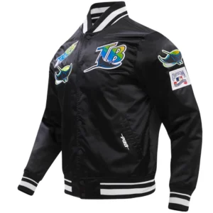 Tampa Bay Rays Pro Standard Full Snap Satin Varsity Black Jacket 2