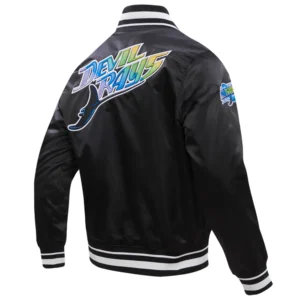 Tampa Bay Rays Pro Standard Full Snap Satin Varsity Black Jacket 3
