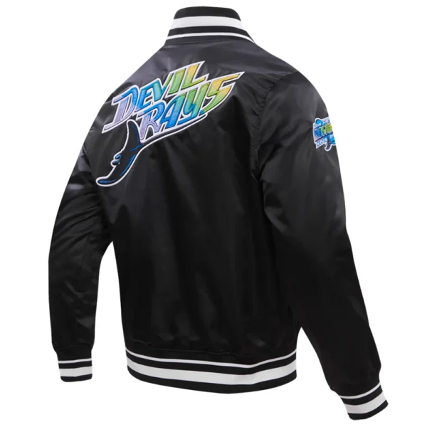 Tampa Bay Rays Pro Standard Full Snap Satin Varsity Black Jacket 3