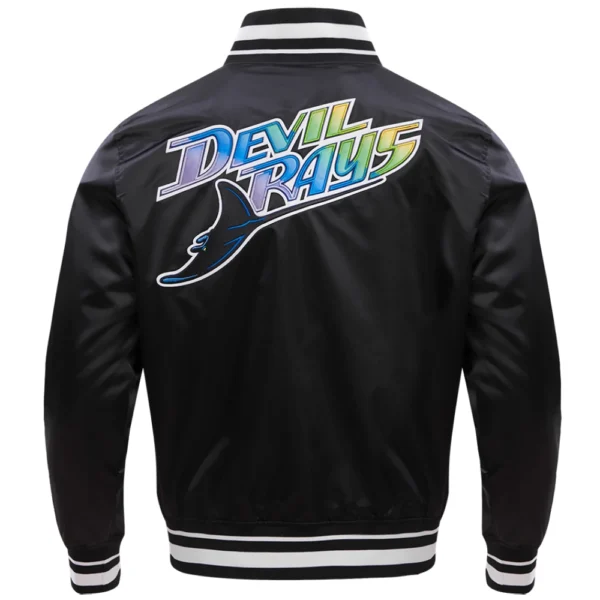 Tampa Bay Rays Pro Standard Full Snap Satin Varsity Black Jacket 4