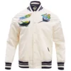 Tampa Devil Rays Pro Standard Retro Classic Full Snap Satin Varsity Cream Jacket 1