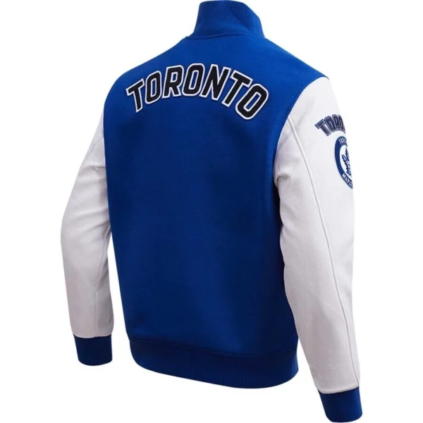 Toronto Maple Leafs Pro Standard Front team Logo BlueWhite Wool Varsity Jacket 2
