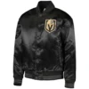 Vegas Golden Knights Black Gifted Goalie Full Snap Satin Varsity Black Jacket 1