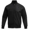 Vegas Golden Knights Neutral Twill Black Full Zip Satin Varsity Jacket 1