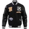 Vegas Golden Knights Pro Prep Black Wool Leather Letterman Varsity Jacket 1