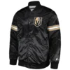 Vegas Golden Knights Starter Pick Roll Black Full Snap Satin Varsity Jacket 1