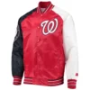 Washington Nationals Starter Reliever Red Full Snap Satin Varsity Jacket 1